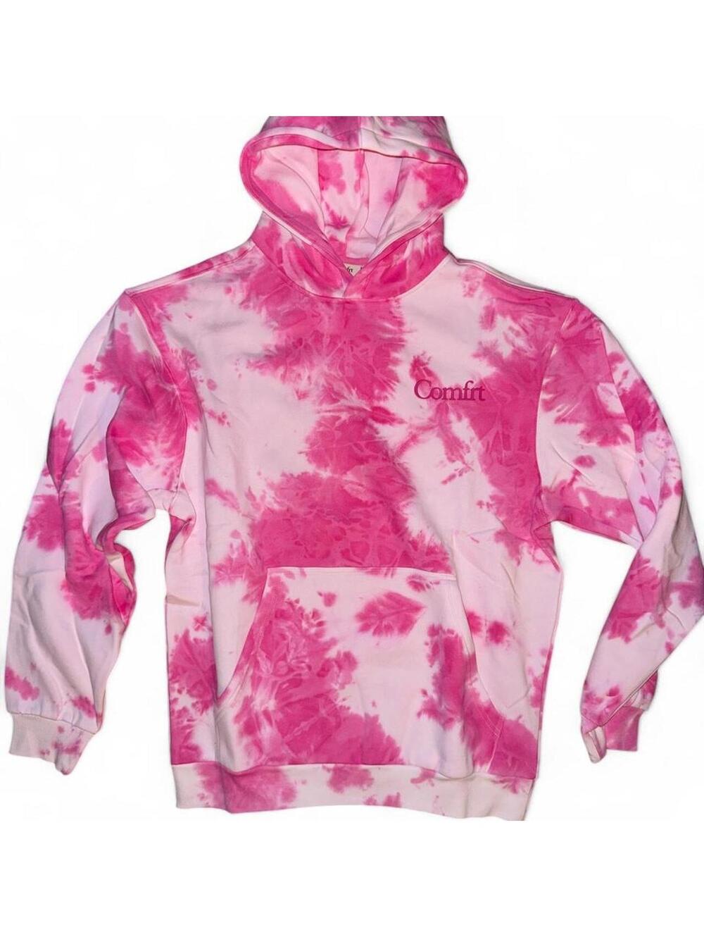 Comfrt unisex minimalist hoodie strawberry swirl sz M NEW! pink tie dye  barbie